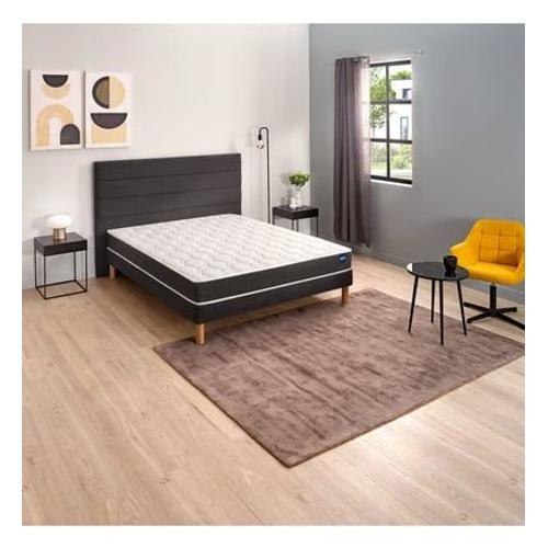 Bultex - Ensemble Matelas Nano Regular, Sommier Vigoroso Gris Fumé Et Pieds - Blanc