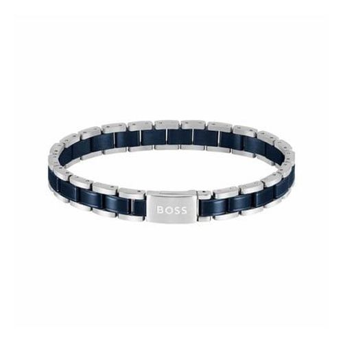 Boss - Bracelet Homme Metal Links Essentials Argenté, Bleu 1580664-Par - Gris