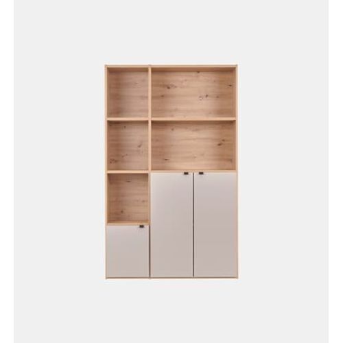 Camif - Bibliothèque Décor Bois 3 Portes Petite Version Marlone - Gris