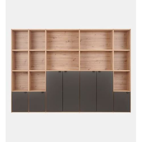 Camif - Bibliothèque Décor Bois 7 Portes Grande Version Marlone - Noir