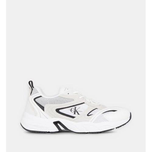 Calvin Klein Baskets Basses Running Metro En Cuir Et Mesh Blanc