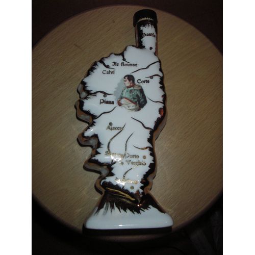 Carafe Décorative En Porcelaine De Chauvigny, Vintage Corsica Napoleon Brandy Flash-Décanteur Cognac, Fiole D'eau De Vie Vintage De La Forme De La Corse Décorée De L'image De Napoléon Bonaparte.
