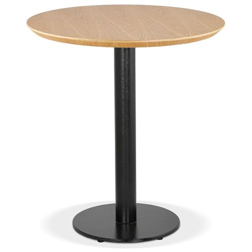 Petite Table À Diner 'bastille' Ronde En Bois Finition Naturelle Et Fonte Noire - Ø 60 Cm