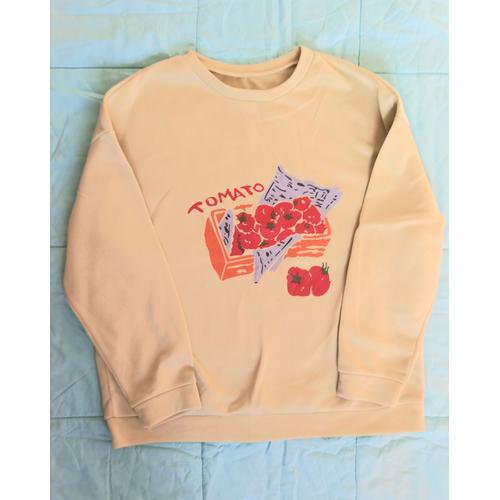 Pull Shein Vert Tendre Motif Tomate Sweat Manches Longue Homme Femme S