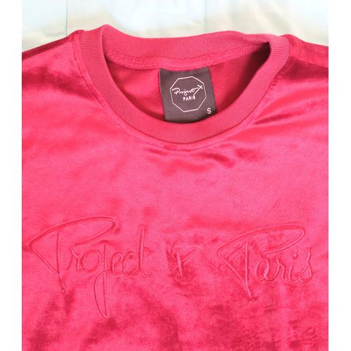 Pull Project X Paris rouge bordeaux en velours sweat manches