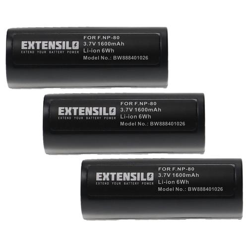 EXTENSILO 3x Batteries compatible avec Leica Digilux Zoom appareil photo, reflex numérique (1600mAh, 3,7V, Li-ion)