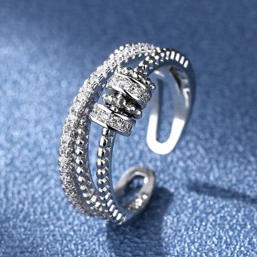 Bague pour femme avec bague tournante en diamant, argent S925