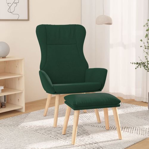 Vidaxl Chaise De Relaxation Avec Repose-Pied Vert Foncé Tissu