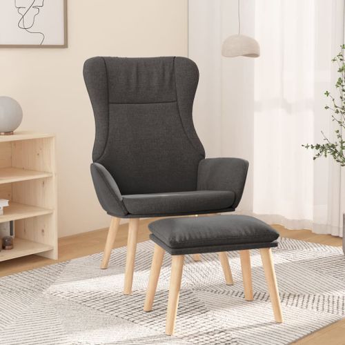 Vidaxl Chaise De Relaxation Avec Repose-Pied Gris Foncé Tissu