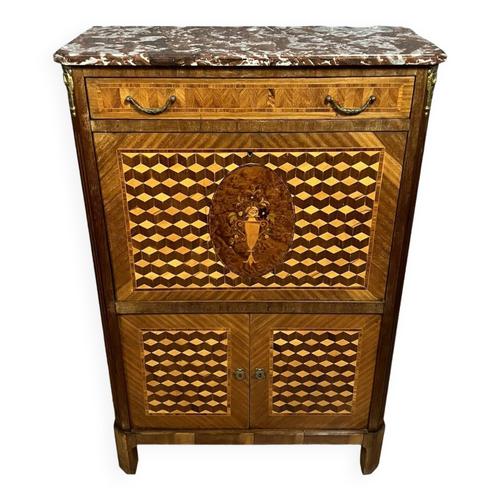 Secrtaire Cabinet De Style Louis Xvi En Marqueterie Vers 1880 Bois