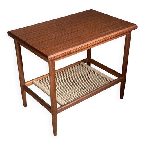 Table Basse Porte Revue Vintage En Teck Et Corde Bois