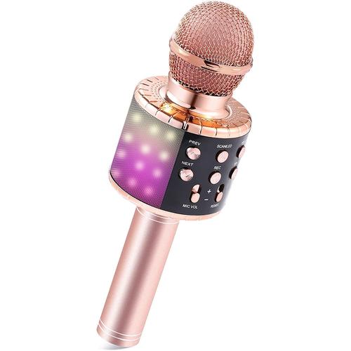 Microphone karaoké Bluetooth sans fil, micro portable pour enfants