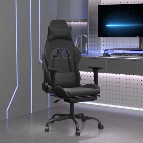 Vidaxl Chaise De Jeu Avec Repose-Pied Noir Similicuir