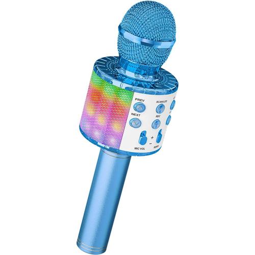 Microphone sans Fil Karaoké, Ankuka Micro Karaoke Enfant avec Lumières LED  de Danse, Microphone Bluetooth pour Enfants Fille Garcon pour Fête Chanter  Idée Cadeau de Noël Anniversaire Bleu