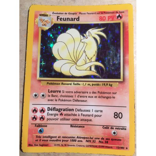 Pokemon Feunard 12/102 Rare Holo 1999 Carte Francàise