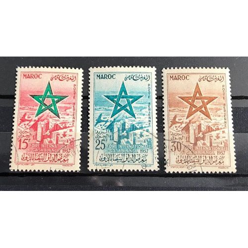 Lot De 3 Timbres Oblitérés Maroc 1957