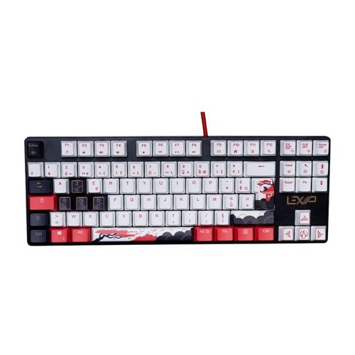 Lexip - Assassin's Creed Shadows - clavier - 80% - TKL - backlit - USB - AZERTY - Français - commutateur : interrupteur rouge - blanc, noir, or, rouge - Pour la vente au détail - boîte
