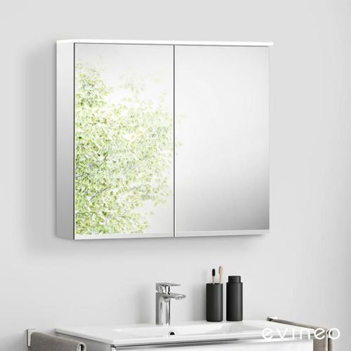 evineo ineo Armoire de toilette avec éclairage au-dessus du miroir et 2 portes, BEA002MI