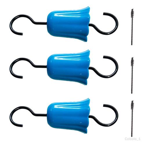 Colcolo Lot De 3 Crochets De Pour Mangeoire Avec Brosse De Nettoyage Pour Pelouse, Arrière-Cour, Faune, Bleu