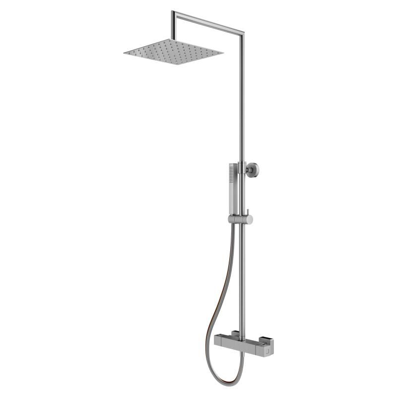 Mariner Linea Colonne de douche avec mitigeur thermostatique, douchette en métal et douche de tête en acier inoxydable, angulaire, WLS5301-CS