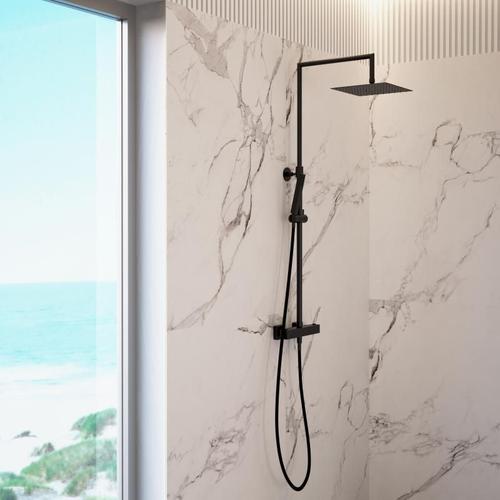 Mariner Linea Colonne de douche avec mitigeur thermostatique, douchette en métal et douche de tête en acier inoxydable, angulaire, WLS5301-NO