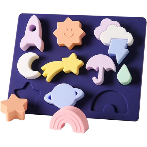 Puzzle En Silicone 3d Pour Enfants,Caricature Météo,Jouets Montessori Empilables Pour Bébé,Trieur De Forme D'empileur De Reconnaissance Des Couleurs,Cadeaux Pour Bébés Garçons Et Filles