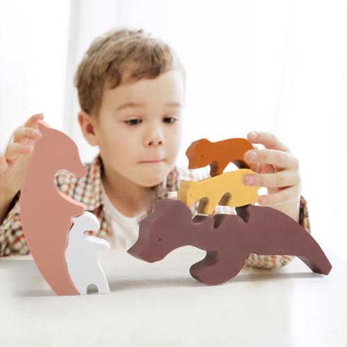 Puzzle Animal Parent - Enfant En Silicone Ours Polaire,Jouets Montessori Empilables Pour Bébé,Trieur De Forme,Cadeaux Pour Enfants