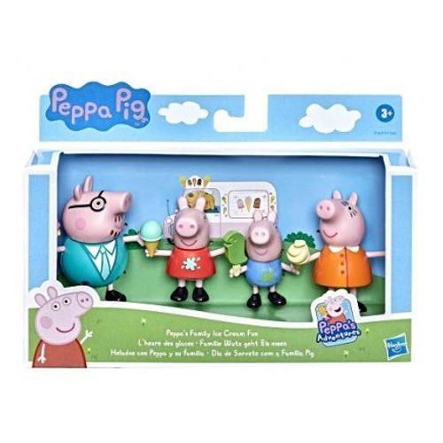 L'heure Des Glaces Pour Peppa Pig Et Sa Famille - 4 Figurines, Personnages - Set Coffret Jouet Mini Univers Fille + Carte Animaux