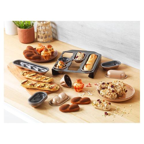 TEFAL Moule à pain Creabake 3 moules à petite baguette - DISCOUNT