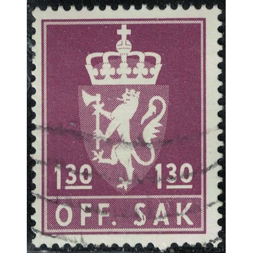 Norvège 1981 Oblitéré Used Armoiries Off. Sak 1,30 Ore Lion Héraldique Lilas Rougeâtre Foncé Y&t No S108 Su