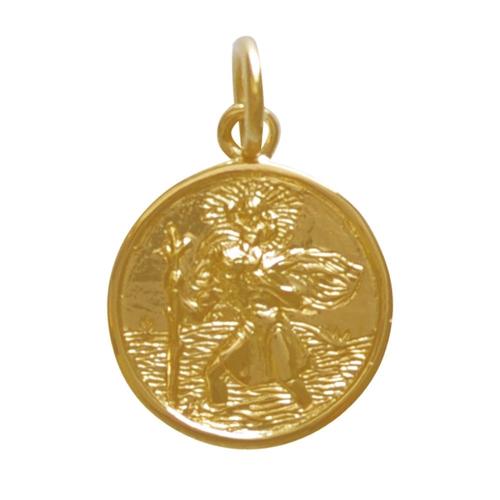 Les Poulettes Bijoux - Pendentif Plaqué Or Médaille Ronde Saint Christophe