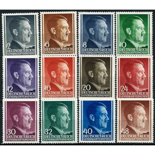 Pologne, Occupation Allemande, Gouvernement General 1941, Très Belle Série Complète Neuve** Luxe Timbres Yvert 82 À 93 Chancelier Hitler.