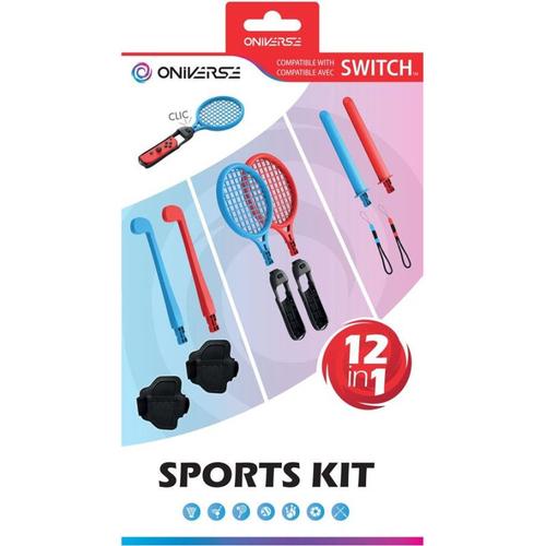 Oniverse Kit 12 En 1 D Accessoires Compatibles Nintendo Switch Sports Avec Dragonnes Raquettes Sabres Chanbara Clubs De Golf Sangles De Jambe Et Manches Universels Pour Joy Con