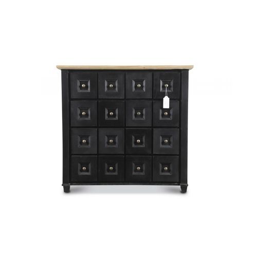 Bahut Grainetier 16 Tiroirs Bois Noir 100x49x95.5cm - Bois, Mdf