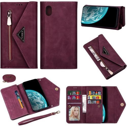 Compatible Avec Coque Xiaomi Redmi Note 10 Pro, Magnétique Portefeuille Housse Cuir Avec Dragonnes Et Lanière, Porte-Cartes, Stand+2x Verre Trempé Protection Écran-[Rouge]