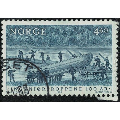Norvège 1988 Oblitéré Used Les Troupes Du Génie Pont Flottant Avec Des Bateaux Y&t No 951 Su