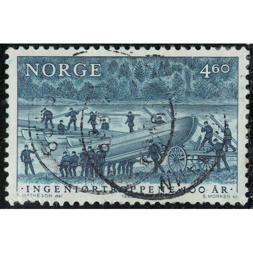 Norvège 1988 Oblitéré Used Les Troupes Du Génie Pont Flottant Avec Des Bateaux Y&t No 951 Su