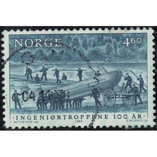 Norvège 1988 Oblitéré Used Les Troupes Du Génie Pont Flottant Avec Des Bateaux Y&t No 951 Su