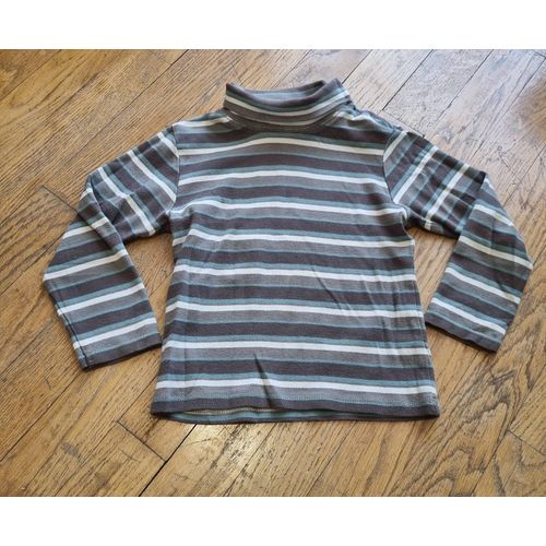 Sous Pull Col Roule Kaki À Rayure Kidkanai Taille 5 Ans