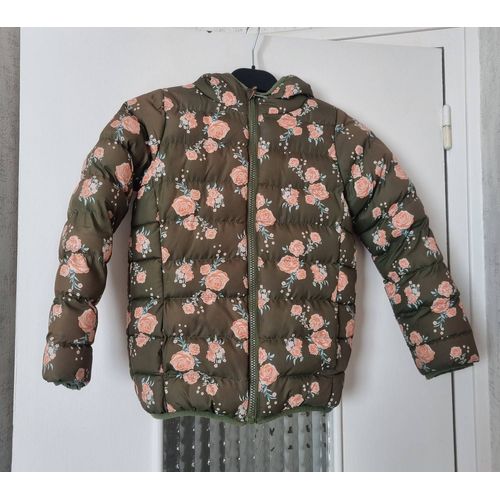 Doudoune Fille Vert Kaki Fleur Rose Punkidz Taille 8ans