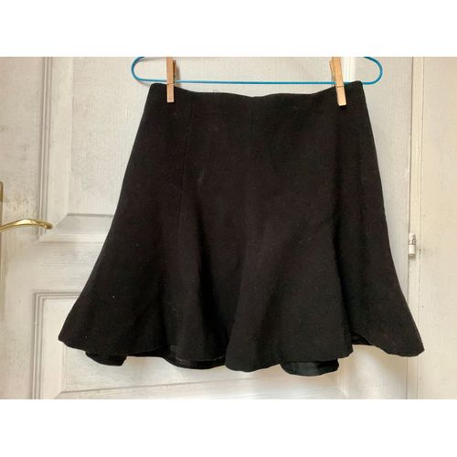 Zara Basic Jupe En Laine Noire Taille Xs