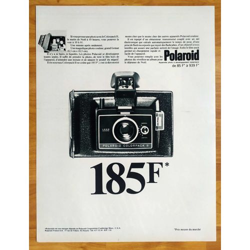 Publicité Papier - Appareil Photo Polaroid Colorpack Ii De 1969