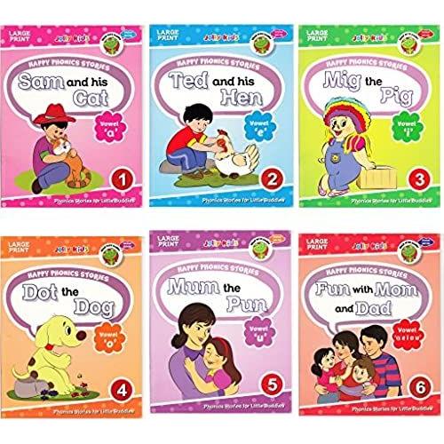 Jolly Kids Read With Happy Phonics Stories - Vowel Sound Words Large Print