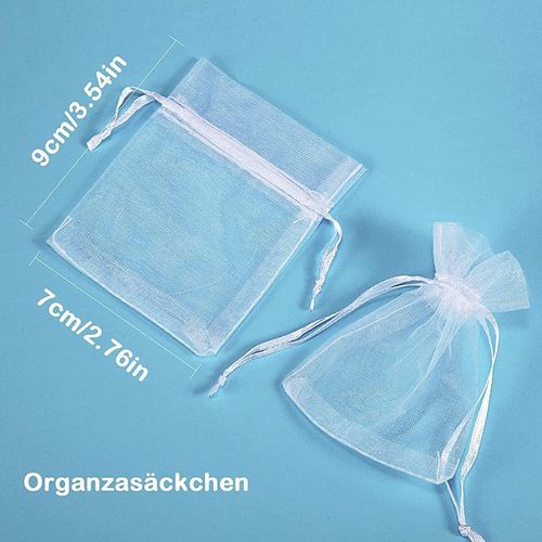 100 sachets en organza blanc, pochette cadeau en organza, pochette à bijoux,lavande sachets, faveur de mariage?7 x 9 cm