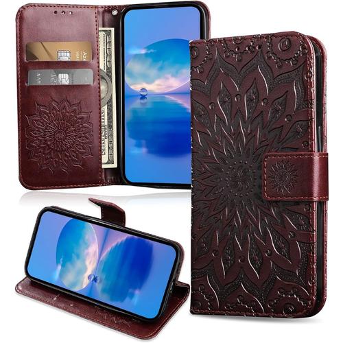 Coque Pour Oppo A72 / Oppo A52 / Oppo A92, Protection Etui En Pu Cuir Portefeuille, Antichoc Housse A Rabat Compatible Avec Oppo A72 / Oppo A52 / Oppo A92, Marron