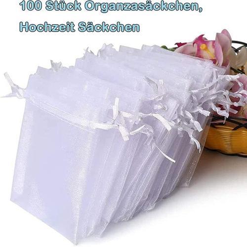 100 Pcs Sachets Pochettes Cadeau en Organza avec Rubans Pour les cadeaux de Noël, dragée cadeau faveur fêtes de mariage?7x9cm?