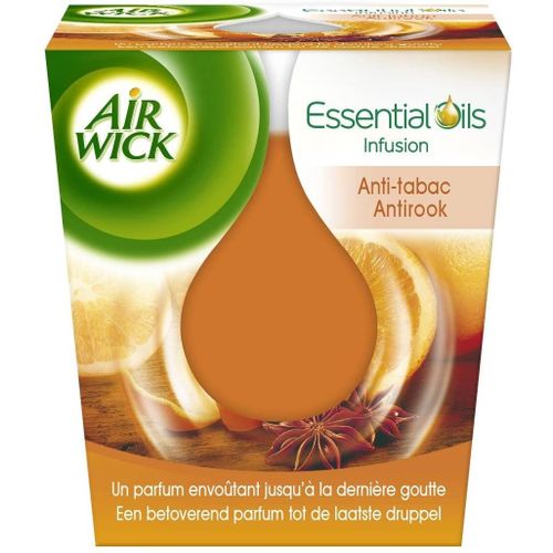 Air Wick Desodorisant Maison Bougie Parfumée Huiles Essentielles Anti-Tabac 
