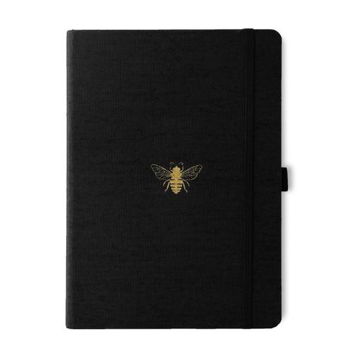 Dingbats* Pro Carnet De Notes B5 - Black Bee Pointillé - Bloc-Notes Avec Papier Ivoire 160g/M² - Journal Intime À Couverture Rigide, Compartiment Intérieur, Fermeture Élastique Et Signet