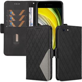 Coque Pour Iphone Se 2022 / Iphone Se 2020 / Iphone 8 / Iphone 7 / Iphone 6, Housse En Cuir Pu Portefeuille Pochette, Etui A Rabat De Protection Compatible Avec Iphone Se 2022/2020, Noir