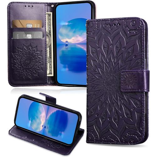 Coque Pour Oppo A52 / Oppo A72 / Oppo A92, Protection Etui En Pu Cuir Portefeuille, Antichoc Housse A Rabat Compatible Avec Oppo A52 / Oppo A72 / Oppo A92, Violet